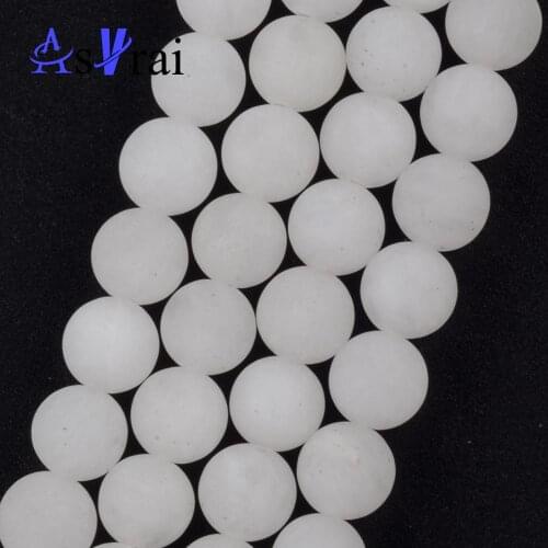 Natural Dull Polish Matte White Jades Stone Round Beads For Jewelry Making 4mm-12mm Spacer Loose Beads Diy Bracelets Necklace15"