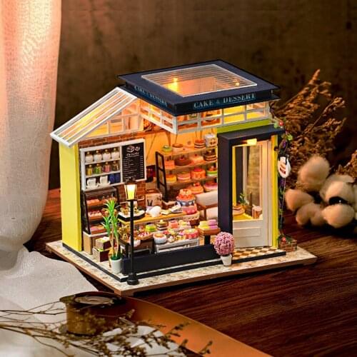 Wooden Miniature Doll House 1/12 Baking Shop Kits Festival Gift 6+ Years Old