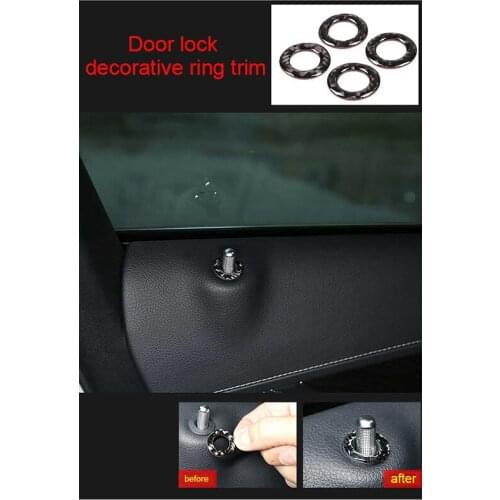 For Benz GLC 2015-2019 carbon fiber Door lock decorative ring trim 4pcs