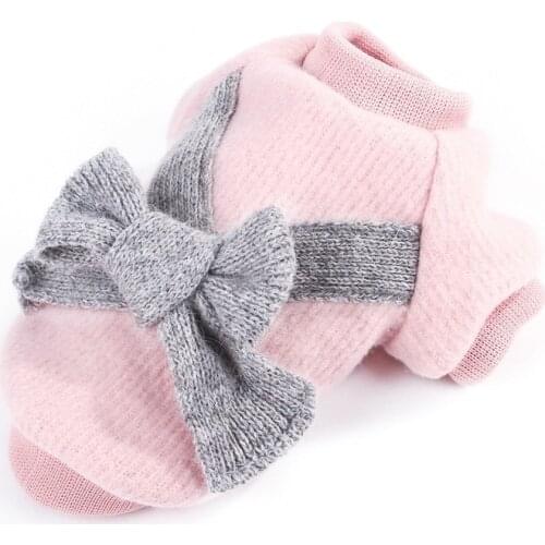 YooLook Elegant Dogs Clothes Thicken Warm Pet Dog Clothes Bow Sweater Cotton Winter Soft for Small Medium Cute Dogs Coat XS-2XL