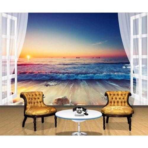 Custom photo wallpaper 3D stereoscopic Seaview window 3d wallpaper TV background wallpaper the living room sofa backdrop mural