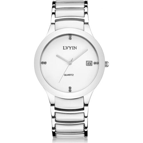 LVYIN Ceramic Couple Watches Brand Luxury Black Lover Women Men Relojes Hombre With Box Quartz Calendar Dress Watches 042