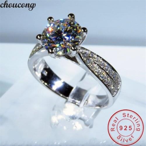 Solitaire 3ct AAAAA Sona cz Ring 925 sterling Silver Engagement Wedding band Rings For Women Jewelry Gift