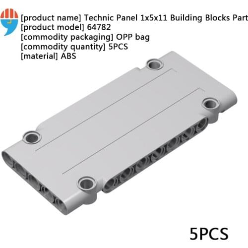 Smartable Technic Panel 1x5x11 Building Blocks MOC Part STEAM Toys For Kids Ceartive Compatible Technic 64782 5pcs/lot