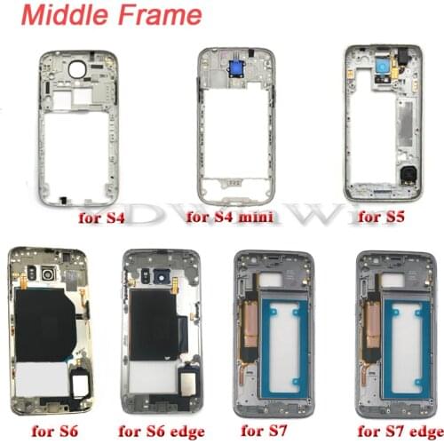 1pcs Middle Frame Housing For SAMSUNG Galaxy S4 S5 S6 S7 edge i9505 i9500 G900f G920f G925f G930f Bezel with Power Volume Button