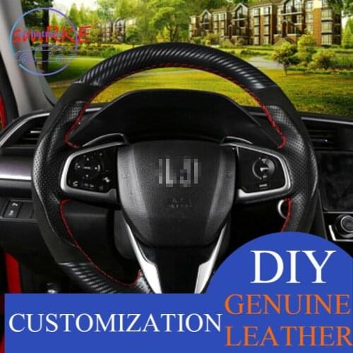 For Honda Civic 10th Crider 19 CRV DIY Carbon fiber Leather steering wheel cover Anti-slip fit all season