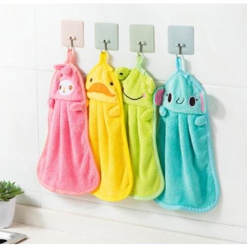Kitchen Hanging Towels Cute Cartoon Animal Candy Colors Soft Velvet Towel Kitchen Used Can Be Hung
