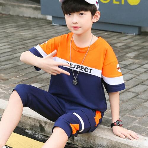 Boy two childrens wear in the summer with short sleeves tooling suit boy handsome new childrens suit