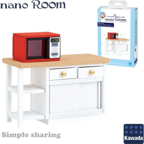 Nano Room Handmade Miniature Furniture NanoRoom NRL-015 Kitchen Counter And Microwave DIY Assembling Wooden Set Toys Kawada