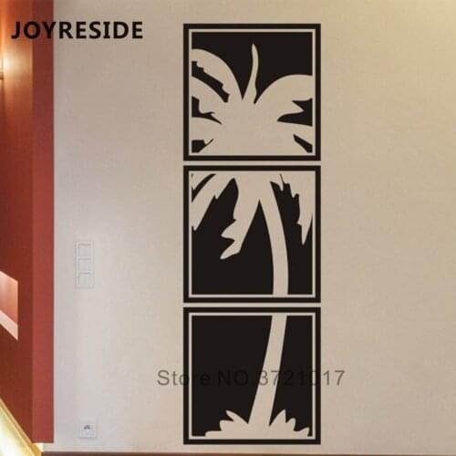 JOYRESIDE Beach Style Wall Decals Palm Tree Pattern Wall Decals Vinyl Designs Wall Decor Home Window Fridge Decoration WM293