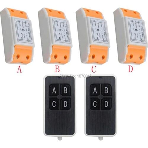 New AC220V 1CH 10A wireless remote control switch system 2X Transmitter + 4X Receiver relay smart house z-wave