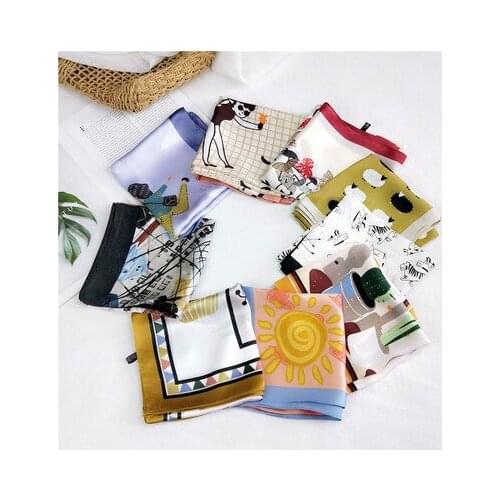 70*70cm New Korean Small Scarf Womens All-match Professional Small Neckerchief Decorative Korean-Style Small Scarf