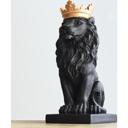 Nordic Handsome Crown Lion Resin Statues Ornament Home Decoration Crafts Mascot Modern Office Desktop Figurines Sculptures Art