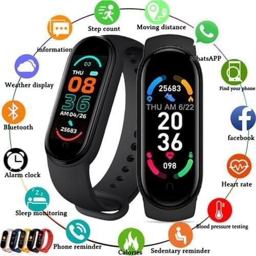 2021 M6 Smart Watch Women Men Sports Bracelet Bluetooth Smartwatch Heart Rate Fitness Tracking For Xiaomi Apple Android Watches