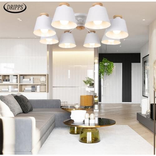 Nordic loft E27 LED 220V log two styles colorful chandelier for kitchen living room bedroom restaurant warm wrought craft lamp