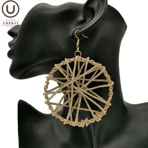 UKEBAY New Designer Luxury Earrings Women Big Statement Earrings Handmade Drop Ear Earring Silver Color And Gold Color Jewelry