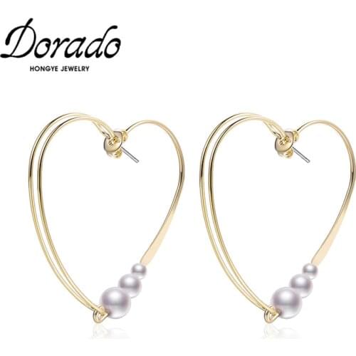 Dorado Drop Earrings for Women Imitation Pearl New Romantic Fashion Metal Big Statement Heart Brincos Engagement Gift new