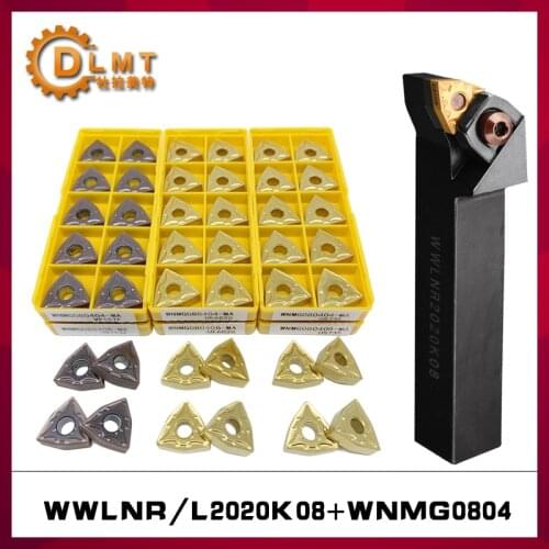 WNMG080404 WNMNG080408 10PCS +WWLNR2020K08 WWLNL2020K08 Turning Tool Holder WWLNR WWLNL Carbide Insert WNMG CNC Cutter Tools