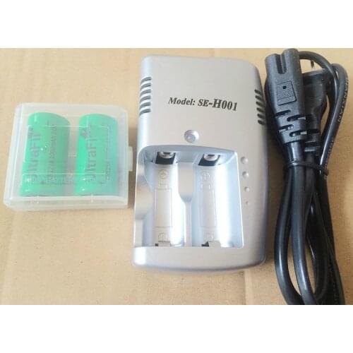 3V CR123A Charger + 2 pcs. New 3V 16340 rechargeable battery section CR123A Charger;Free Shipping