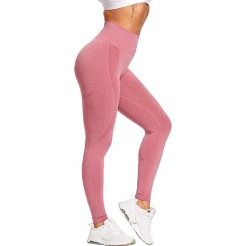 Women Seamless Yoga Legging Solid Color Knitted Fitness Compression Yoga Pants For Women Breathable Sweat Workout Leggings
