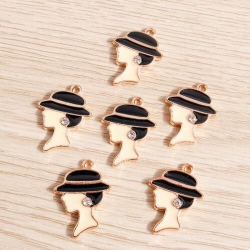 10pcs 17*23mm Enamel Portrait Charms for Jewelry Making Drop Earrings Pendants Necklaces Keychains DIY Crafts Jewelry Findings