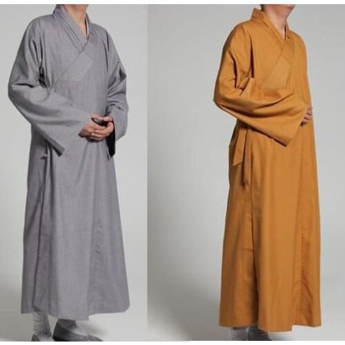 2colors Autumn&Spring Buddhist Monks Cotton robe buddhism zen suits shaolin kung fu meditation uniforms lay clothing