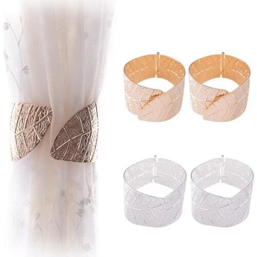 2Pcs Buckle Leaves Curtain Clamp Iron Window Tieback Clip for Living Room Decor