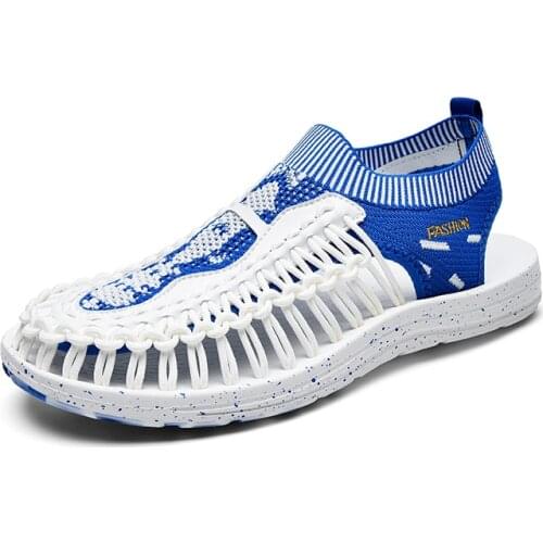 2021 New Summer Mens Sandals Fashion Design Weaving Breathable Hollow Out Beach Casual Shoes Outdoor Big Size Sandals for Male