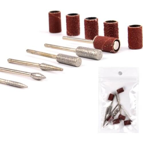 3/32" Professional 6Pcs Nail Drill Bits + 6 Pcs Nail Sanding Bands Accessories 2.35mm File Nail Art Machine Tools