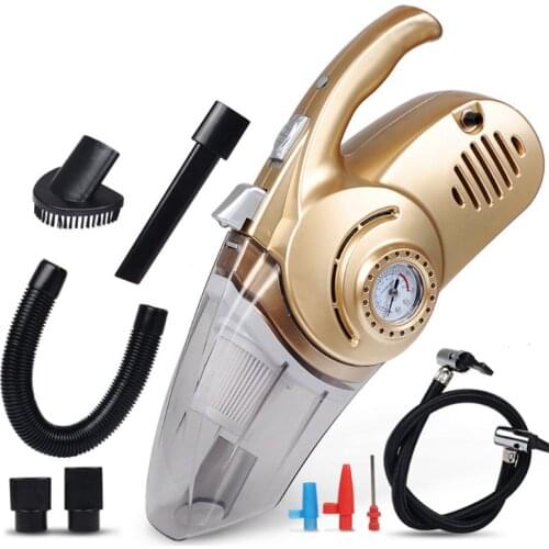 4-in-1 Multi-Function Wet Dry Dual Use Car Vacuum Cleaner, Portable Tire Inflator Pump with LED Light