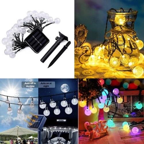50 LEDs 10m Crystal Ball Solar Light Outdoor IP65 Waterproof String Fairy Lamps Solar Garlands for Garden Christmas Decoration