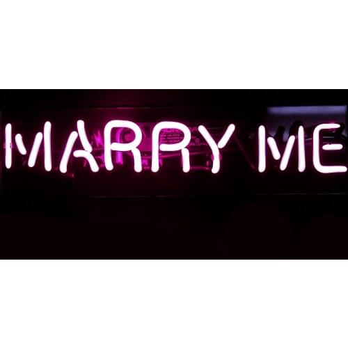 14“ Marry Me Acrylic Custom Neon Light Lamp Sign Beer Bar Handmade Real Glass Decorate Home Wall Room Windows Tube Artwork