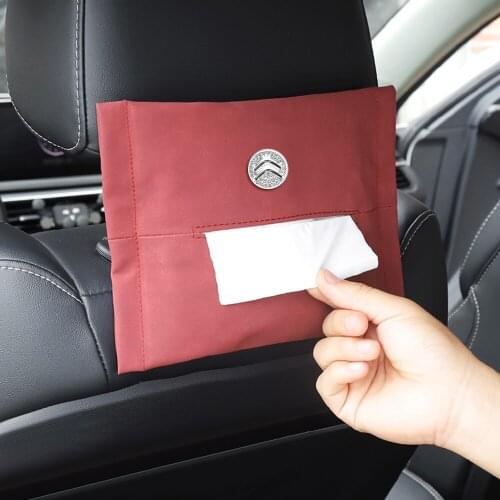Car Tissue Paper Holder Leather Napkin Box Auto Hanging Sun Visor Storage For Citroen C2 C3 C4 C5 C1 Elysee Berling Xsara Picass