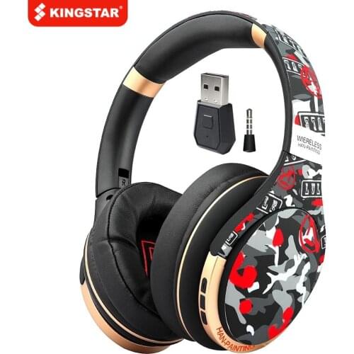 KINGSTAR Wireless Gamer Headphone HD Mic BluetoothTransmitter Foldable Music Helmet with Aux Audio Adapte For PS4 PS5