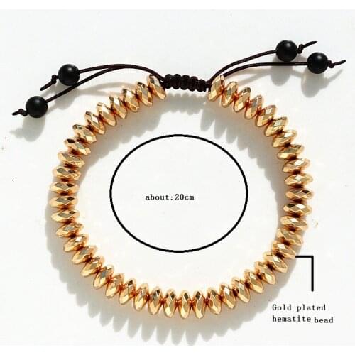 New Handmade Men Bracelet Disc Shape Hematite Stone Bracelet Friendship Bracelets Mens Beads Bracelet Jewelry