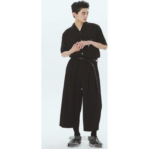 Mens casual trousers new design casual wide-leg culottes summer super loose large size cool nine cent pants