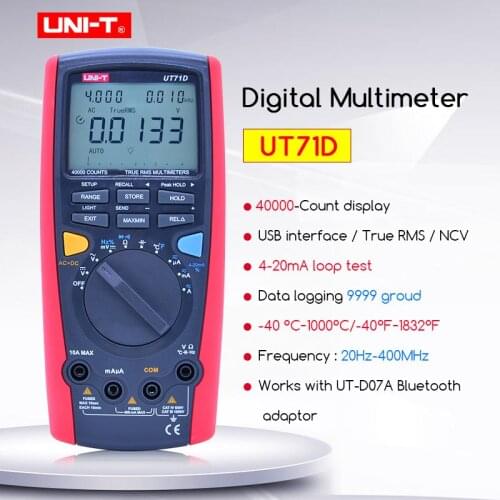 Digital MultiMeter UNI-T UT71D DC AC Voltage current meter Resistance Capacitance frequency Temp test USB Interface Data Logging