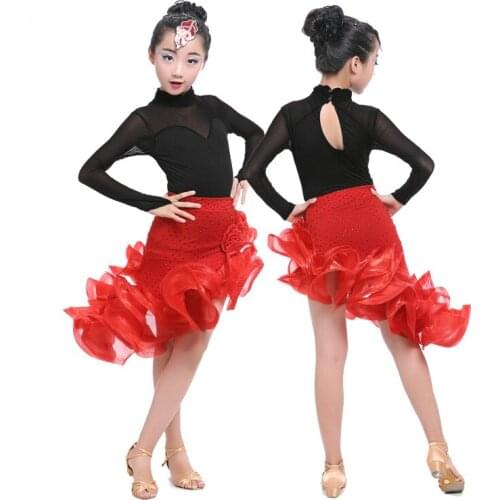 Childrens Latin Dance Dress Stage Wear Girls Latin Ballroom Dance Costume Performance Competition Junior Tango/Salsa Dress