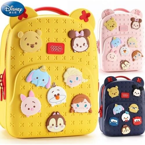 Disney Schoolbag Children Kindergarten Boys Girls Cute Tsum Tsum Cartoon Mickey Mouse Backpack 3-7 Years First Grade Backpack