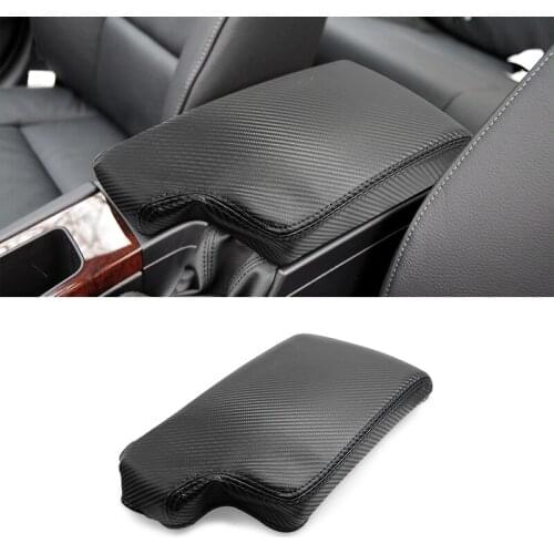 For BMW 3 Series E90 2005 - 2012 Carbon Texture Leather - black line Interior Center Console Lid Armrest Protection Cover Trim