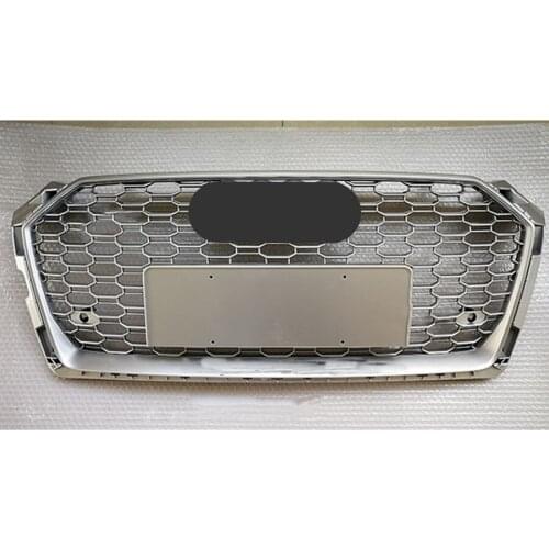 For RS5 Style Front Sport Hex Mesh Honeycomb Hood Grill Silver for Audi A5/S5 B9 2017-2019 car accessories