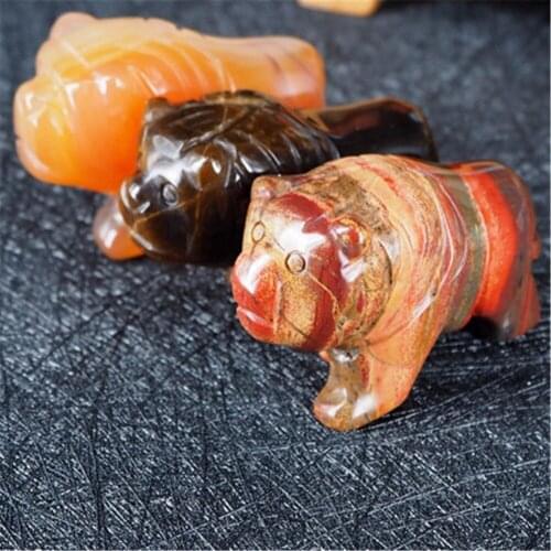 Druzy 12PC Fashion Natural Crystal Stones Adornment Tiger Shape Carved Rings Multicolor Available Chinese Zodiac Home Decoration