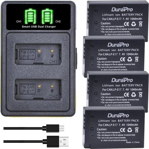 4 x LP-E17 LP E17 Replacement Camera Battery Charger with Type C Port for canon EOS Rebel T6i 750D T6s 760D M3 8000D Kiss X8i