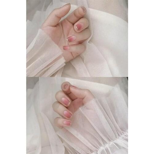 Ins beautiful gradual pinklish orange pure color false nails 24pcs bride full nail tips cute false nails lady