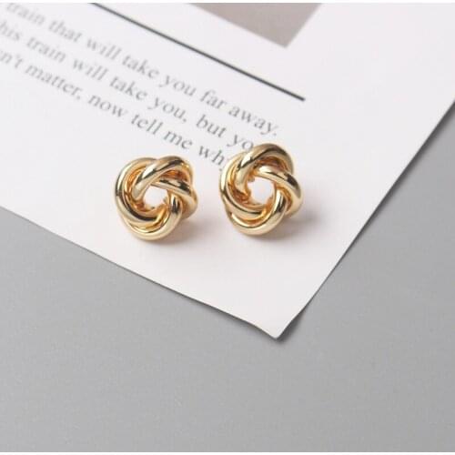 Tiny Metal Stud Earrings for Women Gold Color Twist Round Earrings Small Unusual Earrings boucles d'oreilles Fashion Jewelry
