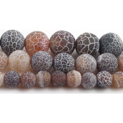 6/8/10mm Natural Frosted Coffee Agates Weathered Stone Round Beads for Jewellery Making Diy Bracelet 15 inch