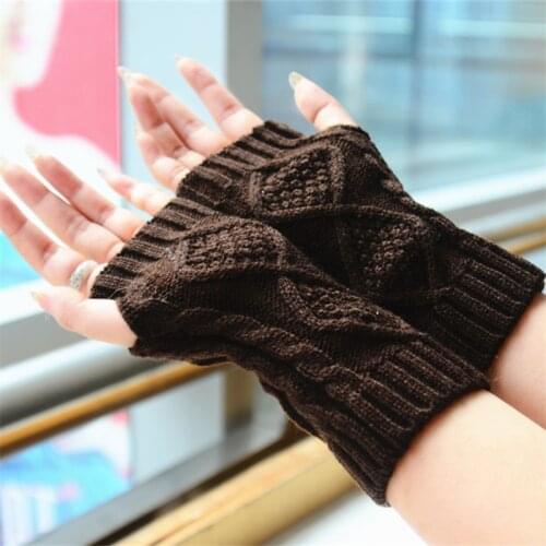 Fashion Winter Gloves Women Knitted Fingerless Solid Ladies Mittens Gloves Arm Warmer Women Glove Winter Warm Wrist With Wool