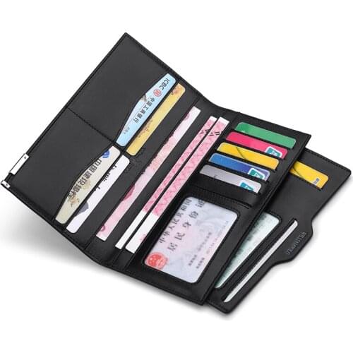 Mens leather fashion card holder multi function long wallet drivers license cover