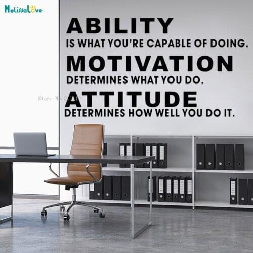Ability Motivation Attitude Office Wall Sticker Teamwork Quote Decor Inspire Motivation Self-adhesive Word Murals YT2601
