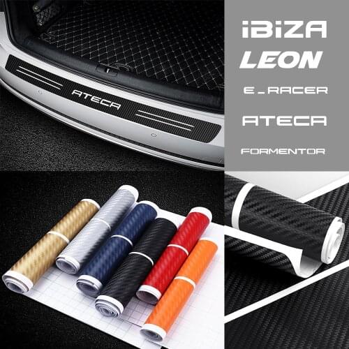 1PCS Car Rear Bumper Trunk Stickers Carbon Fiber Film Decor For SEAT Ibiza Leon Cupra e-Racer Ateca Formentor FR FR Racing